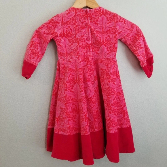 Baby LULU Damask Velvet Holiday Fancy Dress Size 2T Red Pink - Picture 2 of 8